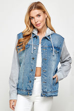 Load image into Gallery viewer, Women's Denim  Jacket with Fleece Hoodies