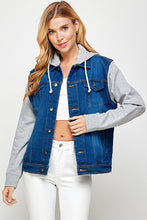 Load image into Gallery viewer, Women's Denim  Jacket with Fleece Hoodies