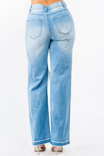 Load image into Gallery viewer, HIGH WAIST DISTRESSED WIDE LEG JEANS