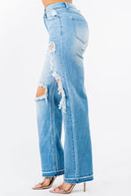 Load image into Gallery viewer, HIGH WAIST DISTRESSED WIDE LEG JEANS