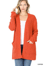 Load image into Gallery viewer, Long Sleeve Popcorn Sweater Cardigan With Pockets
