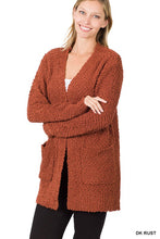 Load image into Gallery viewer, Long Sleeve Popcorn Sweater Cardigan With Pockets
