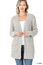 Load image into Gallery viewer, Long Sleeve Popcorn Sweater Cardigan With Pockets
