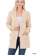 Load image into Gallery viewer, Long Sleeve Popcorn Sweater Cardigan With Pockets
