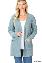 Load image into Gallery viewer, Long Sleeve Popcorn Sweater Cardigan With Pockets
