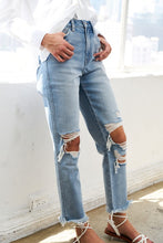 Load image into Gallery viewer, Super High Rise Distressed Relaxed Straight Jeans
