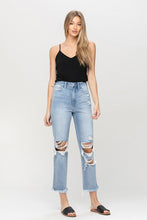 Load image into Gallery viewer, Super High Rise Distressed Relaxed Straight Jeans
