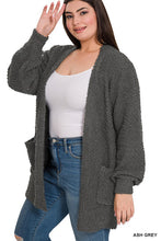 Load image into Gallery viewer, Plus Sleeve Popcorn Cardigan With Pockets
