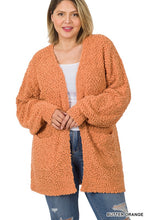 Load image into Gallery viewer, Plus Puff Sleeve Popcorn Cardigan With Pockets
