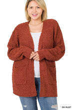 Load image into Gallery viewer, Plus Puff Sleeve Popcorn Cardigan With Pockets
