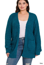 Load image into Gallery viewer, Plus Puff Sleeve Popcorn Cardigan With Pockets
