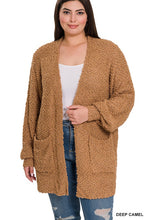 Load image into Gallery viewer, Plus Puff Sleeve Popcorn Cardigan With Pockets
