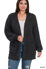 Load image into Gallery viewer, Plus Puff Sleeve Popcorn Cardigan With Pockets
