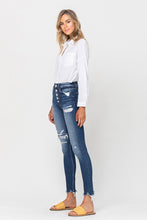 Load image into Gallery viewer, HIGH RISE PATCHED BUTTON UP RAW HEM ANKLE SKINNY
