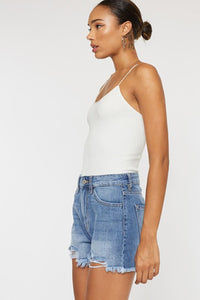 High Rise DENIM SHORTS JEANS- KC9145M-OP