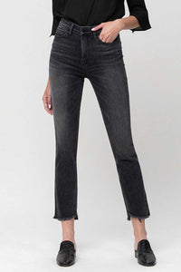 High Rise Straight Crop with Uneven Hem Details