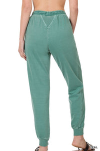 PIGMENT DYE DRAWSTRING WAIST JOGGER PANTS