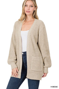 Low Gauge Waffle Open Cardigan Sweater