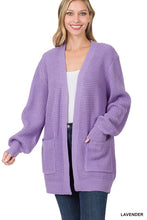 Load image into Gallery viewer, Low Gauge Waffle Open Cardigan Sweater
