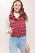 Load image into Gallery viewer, High Neck Zip Up Puffer Vest with Storage Pouch
