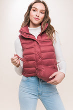 Load image into Gallery viewer, High Neck Zip Up Puffer Vest with Storage Pouch
