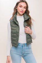 Load image into Gallery viewer, High Neck Zip Up Puffer Vest with Storage Pouch
