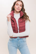 Load image into Gallery viewer, High Neck Zip Up Puffer Vest with Storage Pouch
