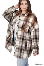 Load image into Gallery viewer, Plus Oversized yarn Dyed Plaid Longline Shacket
