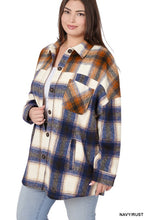 Load image into Gallery viewer, Plus Oversized yarn Dyed Plaid Longline Shacket
