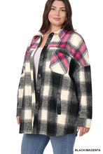 Load image into Gallery viewer, Plus Oversized yarn Dyed Plaid Longline Shacket
