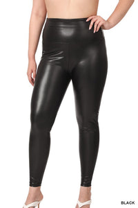 Plus High Rise Faux Leather Leggings