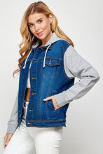 Load image into Gallery viewer, Women&#39;s Denim  Jacket with Fleece Hoodies
