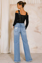 Load image into Gallery viewer, HIGH RISE DISTRESSED WIDE JEANS
