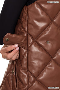 Vegan Leather Puffer Vest