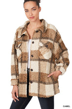 Load image into Gallery viewer, Sherpa Plaid shacket With Pockets
