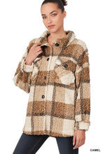 Load image into Gallery viewer, Sherpa Plaid shacket With Pockets
