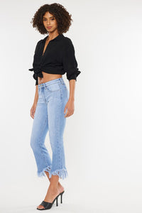 HIGH RISE CROP BOOTCUT DENIM PANTS-KC9354M