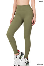 Load image into Gallery viewer, Ribbed Seamless High Waisted Full Length Leggings
