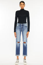 Load image into Gallery viewer, High Rise Hem Detail Slim Straight Jeans
