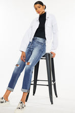 Load image into Gallery viewer, High Rise Hem Detail Slim Straight Jeans
