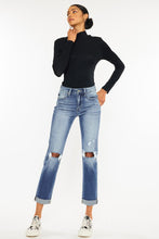 Load image into Gallery viewer, High Rise Hem Detail Slim Straight Jeans
