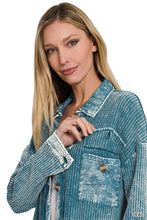 Load image into Gallery viewer, COTTON WAFFLE ACID WASH SHACKET
