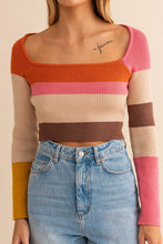 Load image into Gallery viewer, Long Sleeve Color Block Stripe Knit Top
