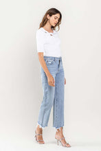 Load image into Gallery viewer, High Rise Distressed Hem Crop Dad Jeans
