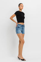 Load image into Gallery viewer, High Rise Raw Hem Denim Shorts
