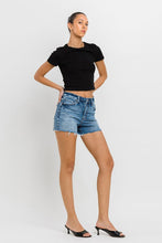 Load image into Gallery viewer, High Rise Raw Hem Denim Shorts
