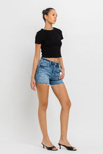 Load image into Gallery viewer, High Rise Raw Hem Denim Shorts
