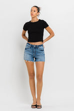 Load image into Gallery viewer, High Rise Raw Hem Denim Shorts
