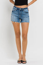 Load image into Gallery viewer, High Rise Raw Hem Denim Shorts
