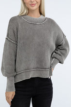 Load image into Gallery viewer, Washed Side Slit Oversized Cropped Sweater
